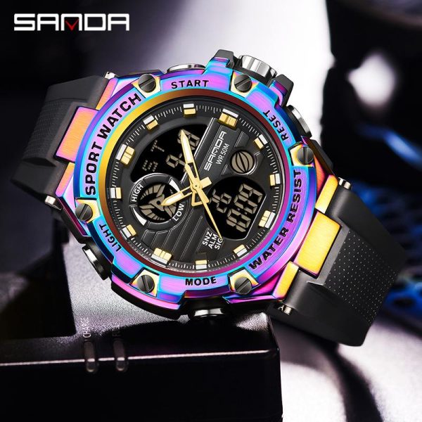 SANDA 3196 Jam Tangan Kuarza Digital, AW24, Fesyen Popular, Reka Bentuk Sukan Mudah, Kalis Air, Berkilau, Sesuai untuk Lelaki dan Wanita