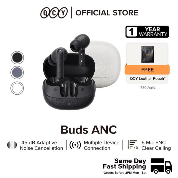 QCY HT15 Buds ANC -45db Noise Cancellation Budget Adaptive ANC 5.4 Bluetooth Earphone 25 Hours Playtime Wireless Earbuds IPX4