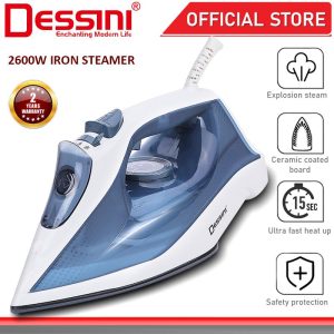 DESSINI ITALY 2600W Electric Ceramic Soleplate Garment Steam Iron Sprayer Steamer Clothes Brush / Seterika Baju
