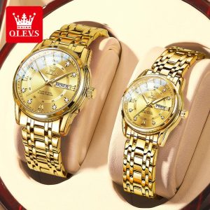 OLEVS Jam Tangan Couple Pasangan Set Lelaki Wanita Kalis Air Asli New Gaya Perniagaan dengan Kotak Hadiah Mewah Watches GL55-13