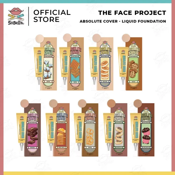 Liquid Foundation Sobella - The Face Project - Absolute Cover - Full Coverage SPF 45 [ EXP : MARCH 2028 ]