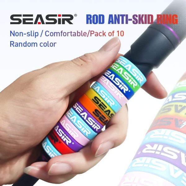 SEASIR - Cincin pancing silikon anti-gelincir, 10 keping, cincin O berwarna-warni, lengan pemegang, peralatan memancing, aksesori kecil, bekalan