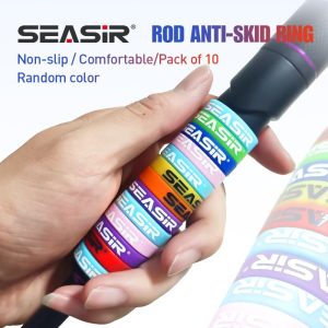 SEASIR - Cincin pancing silikon anti-gelincir, 10 keping, cincin O berwarna-warni, lengan pemegang, peralatan memancing, aksesori kecil, bekalan