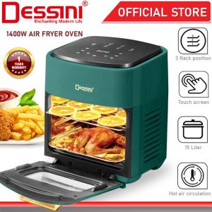 DESSINI ITALY AF-15 Electric Oven Convection Air Fryer Toaster Timer Oil Free Roaster Breakfast Machine Ketuhar (15L)