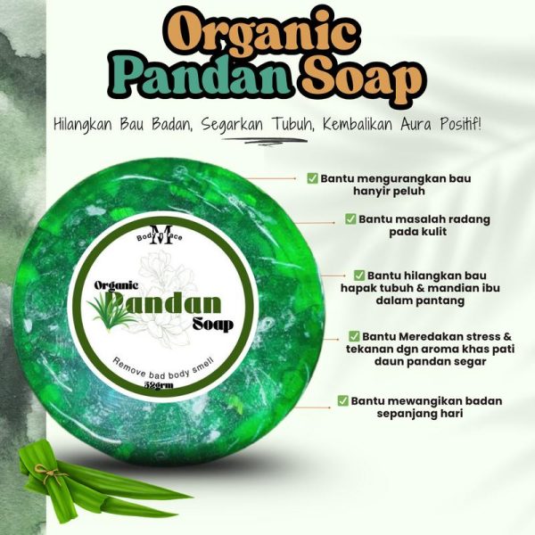 Organic Pandan Soap | Sabun Pandan Body Soap 52g