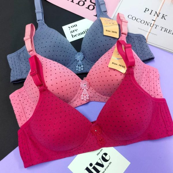 Bra Women Polka Dot BC Full Coverage Bras Size 34-42 Wireless Bra Baju Dalam Wanita Coli Wanita Underwear