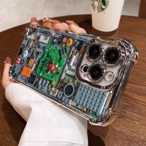 Sarung Telefon Penyaduran Permainan Mario, untuk iPhone 11, 16, 15, 14, 13, 12, Pro, Xs Max, XR, X, 7, 8 Plus, Sarung Jelas HD Comel, Sarung TPU Lembut, Sarung Telefon Bimbit Kalis Kejutan, Penutup Belakang Pelindung