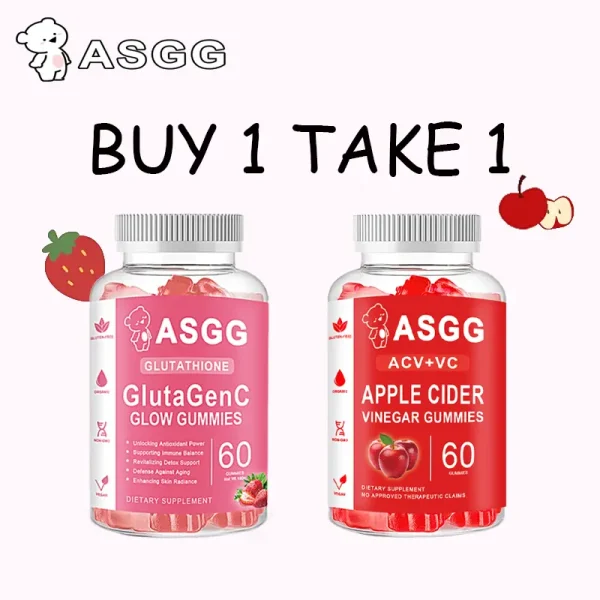 [BUY 1 TAKE 1] ASGG Glutathione Collagen Glow Whitening Skin Brightening with Collagen Gummies 60PC