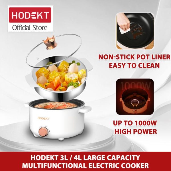 HODEKT Multi Cooker Electric Cooker 3L/4L 800W-1000W Non-Stick Pot WIth Steamer Electric Multifuction Cooker peri uk