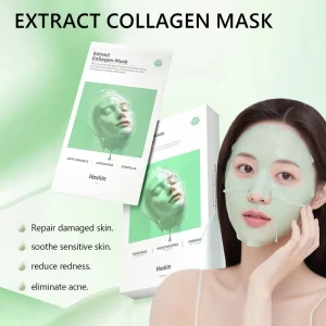 Topeng Gel Kolagen Hijau TECA, 5 helai, dengan Ekstrak Centella Asiatica, Perubahan Warna, Cahaya Merah Jambu, Kolagen, Topeng Muka, Penjagaan Kulit Korea, Dijual oleh HexKin Rasmi