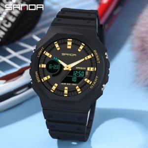 SANDA Jam Tangan Uniseks Kasual, AW24, 6016, Ketibaan Baru, Jam Tangan Sukan, Fesyen, Kuarza Digital Mewah, Kalis Air