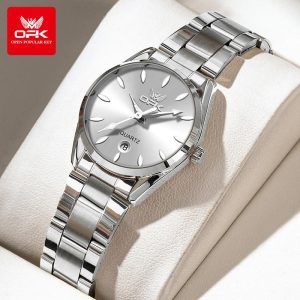 【Waranti 1 Tahun】OPK Jam Tangan Wanita Kalis Air Asli Fesyen Tali Keluli Tahan Karat 6038 Pelbagai Fungsi Bahan Logam Berkilau Perak Emas Biru Ungu Dalam Stok Didatangkan dengan Kotak Watches Gelap