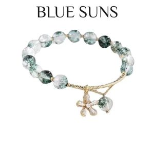 [Crystal]Gelang Musim Panas Hantu Hijau Cherry Blossom Beads Hypoallergenic Dainty Gelang untuk Wanita Barang kemas yang bergaya dan serba boleh