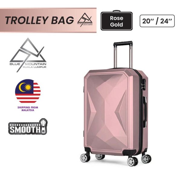 Blue Mountain 20"/24" Castle PC Hard Case Trolley Suitcases Luggage Hand Bag TSA Lock