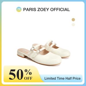 （Ramadan Express Delivery Normal）Paris Zoey Mules Shoela Apricot Leather Versatile Comfortable Outdoor naik Flatshoes Wanita PZX2223302