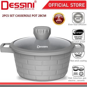 DESSINI ITALY SBB-28 28CM Casserole Die Cast Aluminium Induction Non Stick Pot Bowl Deep Fry Pan Cookware Tool PERIUK