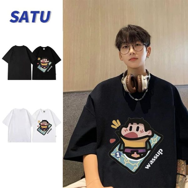 SATU baju kurungultrathin100% Cotton Cartoon Crayon Shin chan Short Sleeve T-shirt for Men and Women Summer Loose and Versatile Trendy Casual Top fitted shirts ak shirt Lengan printed shirt shirt lima 2025