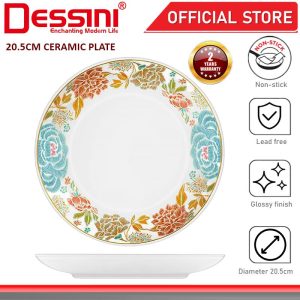 DESSINI ITALY 8 Inch Ceramic Serving Plate Dish Pasta Salad Dessert Cake Tray Non Stick Snack Platter Dinnerware PINGGAN