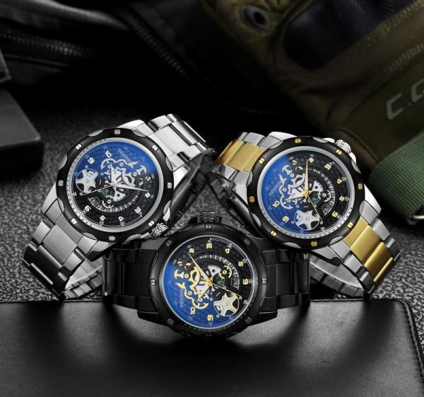 [100% Original] PESIRM 2025 New men's 30M water-resistant watches, man waterproof luxury wrist watch，blue light colorful Hollowed-out quartz Couple watches, luminous date function