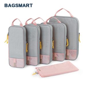 BAGSMART 6 Pcs Kiub Penganjur Kembara - Set Penyusun Bagasi Boleh Mampat | Beg dalam Beg untuk Pakaian | Aksesori Travel Uniseks