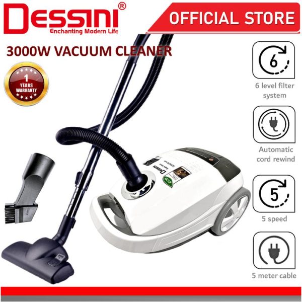 DESSINI ITALY Vacuum Cleaner Dust Collector Mop Sweeping Brushing Cleaning Floor Suction Penyedut Habuk Vakum (3000W)