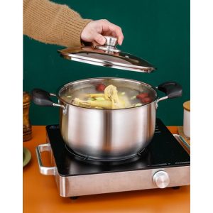 YK 24cm Stainless Steel DOUBLE HANDLE POT COOKWARE PERIUK PEMEGANG Kitchenware