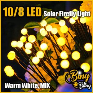 【Bing Bling】10 | 8 LED Solar Firefly Light Lampu Raya Swing Garden Light Color Changing Floor Lamps Fairy Light Lip Lap Kelip Kelip2 Klip Hiasan Kelap