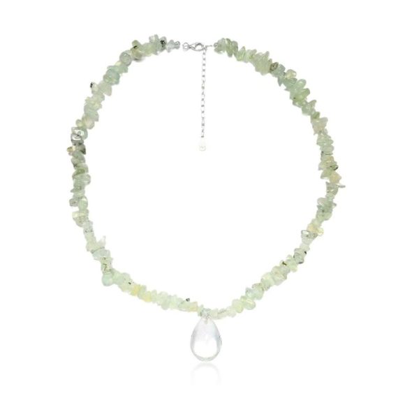 [Kristal] Kalung Musim Panas Gaya Demam Mambo Pudina Segar · Loket Prehnite · Kalung Wanita Batu Permata (Bergaya & Serbaguna) rantai leher
