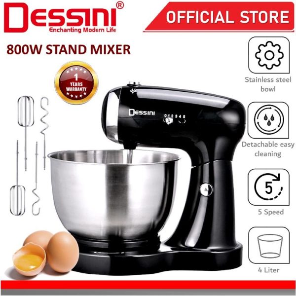 DESSINI ITALY 5 Speed Electric Stand Mixer Egg Beater Blender Grinder Dough Whisk Mesin Bowl Pengadun Bancuh Telur (4L)