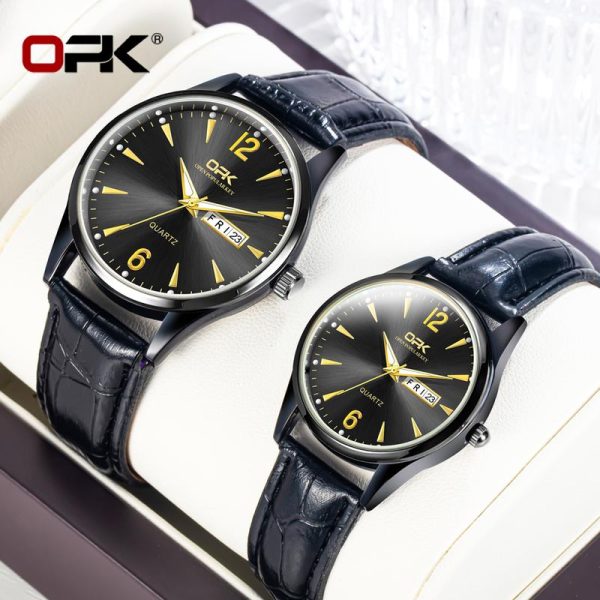 OPK Jam Tangan Pasangan Set Fesyen Style untuk Lelaki dan Wanita Aesthetic Perempuan Bercahaya dalam Gelap Kalis Air dan Tahan Calar Pergerakan Kuarza Reka Bentuk Baharu Watches Matte