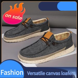 Kasut Lelaki, Gaya Baru, Bernafas, Jaring Tenunan, Kasut Kasual Terbang, Lembut, Loafer Satu Langkah, Sesuai untuk Musim Panas Biru Kuning