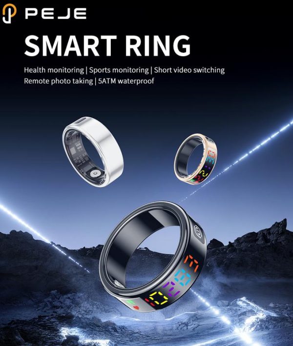 Cincin Pintar, PEJE, R01, Kalis Air IP68, Pemantauan Pergerakan, Pemantauan Kesihatan, Kawalan Foto, Jangka Hayat yang Panjang, Operasi Goncang