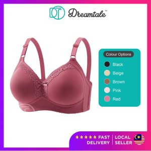 [Plus Size D Cup] Dreamtale Women Bra Trim Lace Bra Push Up Bra Wireless Bra Coli Wanita Baju Dalam Wanita WCO299