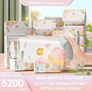 [20 PACKS]Botare Air Cushion Tissue 4-ply Soft Facial Tissues 5200 sheets Face Tissue 175x140mm