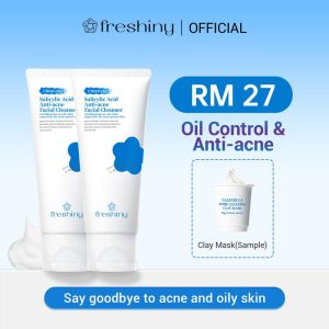 【Hot Sale !!】Freshiny Skincare Set Salicylic Acid Facial Cleanser Halal Certificate Deeply Cleanses 100G Improve Skin Conditio Effectively Removes Oil