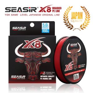 Talian PE, SEASIR MERAH, 8 Helai, Kualiti Jepun, 8 Jalinan Multifilament, Panjang 150 meter, 10-60LB, Naik Taraf Talian Utama Kekuatan Tinggi, Sesuai untuk Sukan
