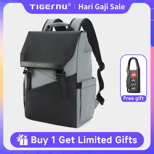 Beg galas bergaya, Tigernu, sesuai untuk komputer riba 15.6 inci, Ringan, Kain kalis air dan tahan calar, Sesuai untuk ulang-alik, perjalanan dan sekolah, T-B9592