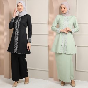 Baju Raya 2025 Kebaya Sulam Moden Melati By MaribelI Butik - Viscose Premium Material - Clothing Embroidery Sets Muslimah