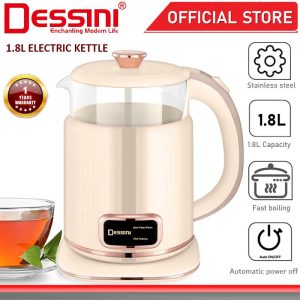 DESSINI ITALY 1.8L Glass Stainless Steel Electric Kettle Automatic Cut Off Boiler Jug Teapot / Cerek