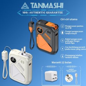 TANMASHI Bank kuasa pengecasan super pantas magnet 20000mAh 22.5w, 6-dalam-1 berkelajuan tinggi dan kapasiti besar, bank kuasa mudah alih yang boleh digunakan pada berbilang peranti pada masa yang sama. Power Wayar