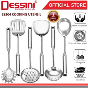 DESSINI ITALY 304 Stainless Steel Utensil Slotted Turner Spoon Skimmer Spaghetti Server Ladle Spatula Kitchenware Senduk