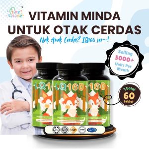 IQ160 - {Vitamin Minda Kanak} 60Tablets x3-Botol (Set Jimat) {Chewable Tablets} Perisa Nenas Putih {Vitamin NuMega} Paten Bahan Dari Australia - Tiny Titanz