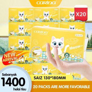 [20 pcs] carina kusyen udara lembut tisu muka kucing kartun comel 4 lapisan 20 pek setiap kotak 280 helai * 20packs 130mm*180mm