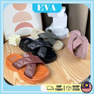 READY STOCK EVA Cross Fashion Sandal Shoes Women Sandal Kasut Perempuan Heel Shoes Summer Daily