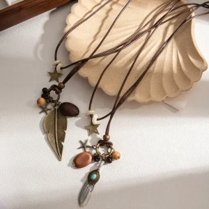 Kalung Bulu Manik Bintang Buatan Tangan, Gaya Etnik Zen Bohemia, Untuk Wanita, Kalung Serba guna Berlapis Panjang, Sesuai untuk Semua Musim, Gaya Ins, Gaya Selebriti Internet, Gaya Sama