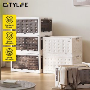 Citylife 30L-125L Folding Storage Box Cabinet Wardrobe Transparent Foldable Home Clothes Snacks Storage Cabinet