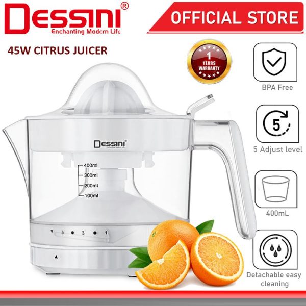 DESSINI ITALY 400mL Electric Citrus Orange Lime Grapefruit Lemon Squeezer Juicer Pulp Control Juice Maker Extractor