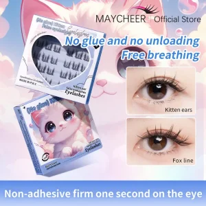 Bulu Mata Palsu MAYCHEER Cute And Fun Animal Series, Natural And Comfortable False Eyelashes, Self Adhesive, Reusable, Glue Free Eyelash Makeup Tools, 20 24 Clusters ,FREE TWEEZERS