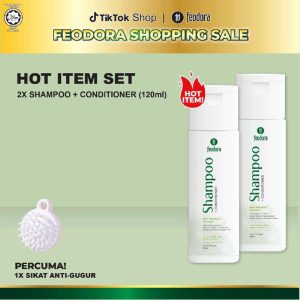 FEODORA Set 2 Shampoo (120ML) | Shampoo Rambut Gugur, Kelemumur, Natural Shampoo Sulfate-Free Conditioner Haircare Aloe