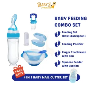 Baby Feeding Set BPA Free Bowl Spoon Fruit Feeder Suction Cup Spoon Toothbrush Nail Cutter Pink Child Blue Children Food Toddler Unisex Anak Nude